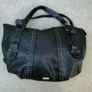 MONDANI Women's Black Satchel Boho Faux Leather Shoulder Hand Bag Purse​…​